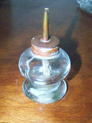 Whale Oil Lamp - Small - Single Wick - Antique Blown In Mold (bim) Glass - 3 1/2 " Tall