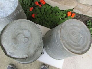 4 Vintage Old Galvanized Water Milking Buckets Planters Pails 5