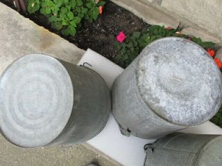 4 Vintage Old Galvanized Water Milking Buckets Planters Pails 6
