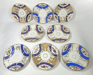 8 Antique English Porcelain COALPORT Tea Cups & Saucers Painted Floral ca.  1825 2