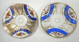 8 Antique English Porcelain COALPORT Tea Cups & Saucers Painted Floral ca.  1825 7