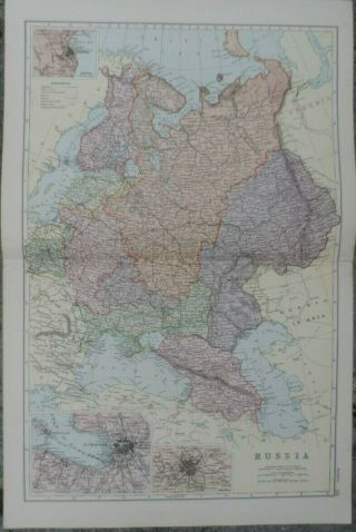 Antique Map - Russia - Printed 19th Century Map For Framing 35 X 54 Cm 