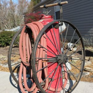 Barn Find Antique 49 Inch Steel Wheel Pyrene Foam 40 Gallon Fire Extinguisher