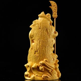 Boxwood Wood Carving Guan Yu Gong Statue Warrior God Handcarved Sculpture Amulet 7