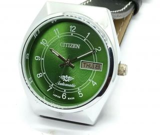 Citizen Automatic Men,  S Steel Plated Vintage Green Dial Made Japan Watch Order