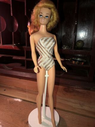 Vintage 1962 Midge Barbie Fashion Queen Doll & Wig With Swim Suit