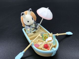 Calico Critters Sylvanian Families Rowing Boat W/yvette Blackberry Retired