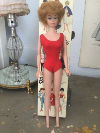 Vintage Ash Blond Bubblecut Barbie Doll /original Swimsuit 1962 W/ Box