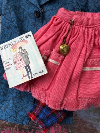 Vintage Ideal Tammy Doll Clothes Darling Skirt With Locket Weekly News Coat Pant