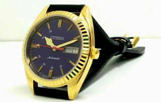 Citizen Automatic Men,  S Gold Plated Vintage Blue Dial Made Japan Watch Run