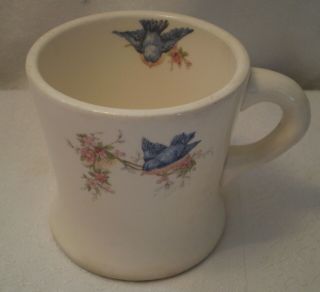 Vintage Antique Blue Bird Coffee Cup Heavy Ceramic Homer Laughlin Or K T & K?