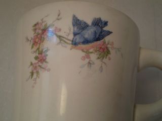 Vintage Antique Blue Bird Coffee Cup Heavy Ceramic Homer Laughlin or K T & K? 3