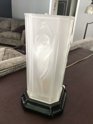 Antique Frosted Glass Naked Lady Lamp Art Deco 1930s Electric Stunning (23)