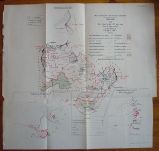 Rare - Denbigh Denbighshire Antique Ordnance Survey Map 1888.  Robert Owen Jones