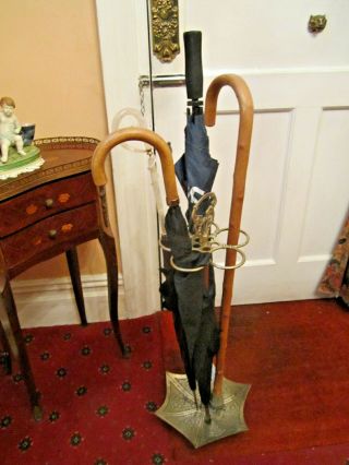 Old Antique Victorian Style Solid Brass Umbrella Walking Stick Stand