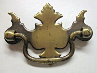 1 Vintage 3 - 1/8 " Drop Bail Pull Handle Aged Japanned Brass: Drawer Holes=2 - 1/2 "