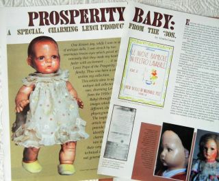 6p History Article,  Color Pics - Antique 1930s Lenci Prosperity Baby Doll