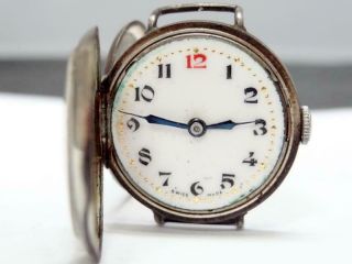 Antique 15j Small Silver Trench Watch Ca 1921 (f) London Winds & Runs Gains Time