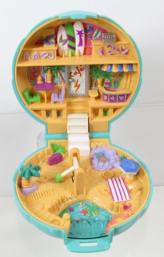 1989 Vintage Polly Pocket Beach Party Compact Only Plus 1 Doll Bluebird 3