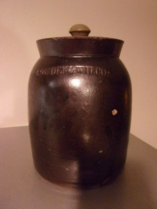 Antique Cowden Wilcox Harrisburg Pa Stoneware Crock W/ Lid