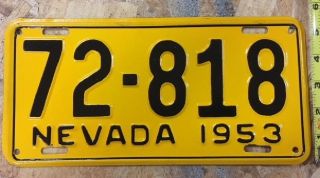 Nevada Antique License Plate 1953 - Rare