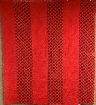 Antique PA c 1890 - 1900 Log Cabin QUILT Double Sided Mennonite SOLIDs RED 2