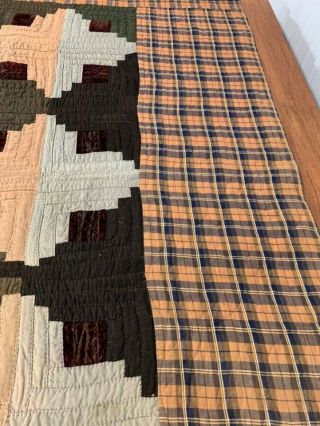 Antique PA c 1890 - 1900 Log Cabin QUILT Double Sided Mennonite SOLIDs RED 5