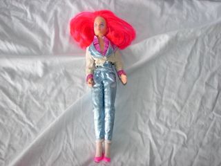 Vintage 1986 Hasbro Doll Jem And Holograms Band Pink Hair Kimber Outfit Shoes