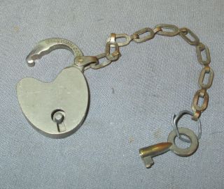 Antique Vintage Mini Miniature Max Damm Co Lever Padlock Lock With Key Newark Nj