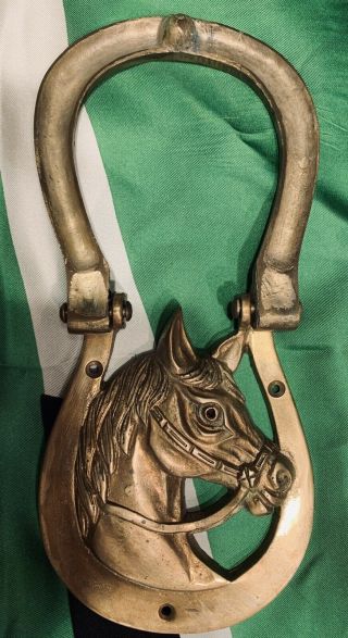 Vintage Large Brass Lucky Horse/Horseshoe Door Knocker Equestrian 2