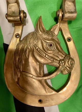 Vintage Large Brass Lucky Horse/Horseshoe Door Knocker Equestrian 8