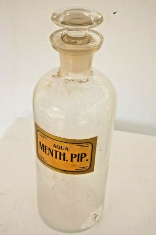 Antique / Vtg Drug Store Pharmacy Apothecary Label Under Glass Jar/bottle