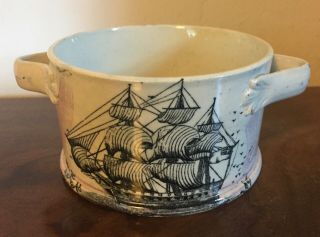 Antique English Staffordshire Pearlware Tub Bowl Sunderland Luster Nautical Ship