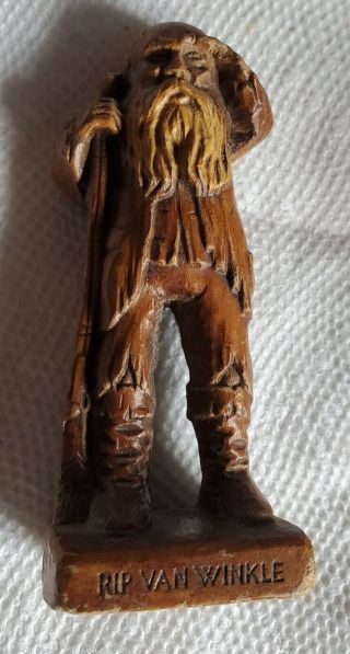 Vintage Antique Carved Wood Pulp? Figure Of Rip Van Winkle 3 1/2 " Very Rare