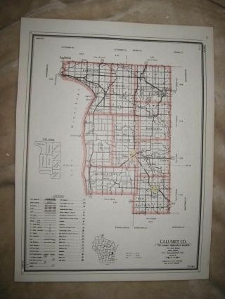 Antique Calumet Chippewa County Wisconsin Map Hunting Fishing Road Highway Type