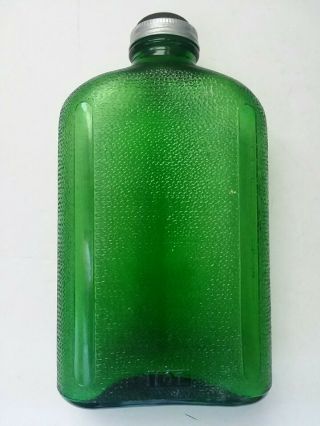 Green Refrigerator Water Bottle Vtg Antique 1930s Owens Illinois 1 QT W/ Cap 2