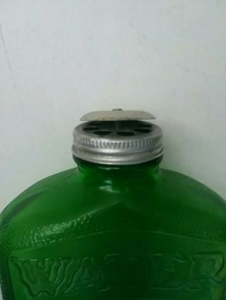 Green Refrigerator Water Bottle Vtg Antique 1930s Owens Illinois 1 QT W/ Cap 4