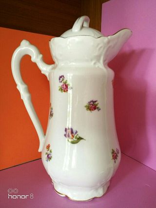 Rare Antique Mff Porcelain Lidded Pitcher Bowl Jug Floral Design 1930 