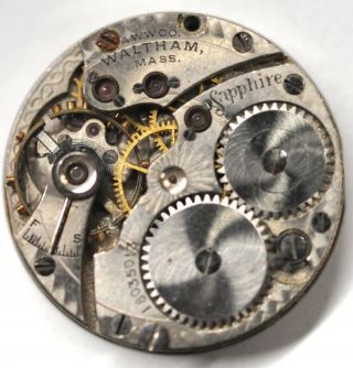 Waltham Art Deco 1910s Pendant Pocket Watch Movement 6/0s Part/repairs P651