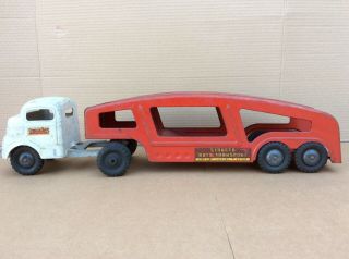 Vtg Structo Auto Transport Pressed Steel Truck And Trailer Transport Antique Toy
