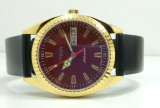 Citizen Automatic Men,  S Gold Plated Vintage Red Dial Made Japan Watch Run
