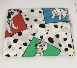 90s Disney 101 Dalmatians Twin Flat Sheet Fabric Crafting Vintage Bedding Cutter