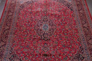 Vintage Traditional Floral RED Kashmar Oriental Area Rug Hand - Knotted WOOL 10x13 3