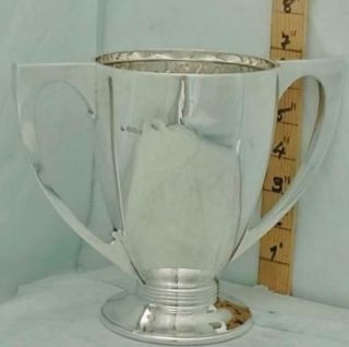 393 English Sterling Silver Trophy Loving Cup 1933 Art Deco Style.  Not Inscribed