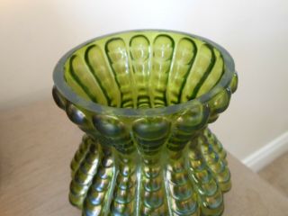 Antique Art Nouveau Loetz / Kralik Green Iridescent Vase 3