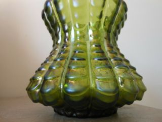 Antique Art Nouveau Loetz / Kralik Green Iridescent Vase 4