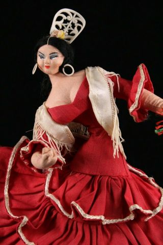 Vintage Layna Spanish Cloth Flamingo Dancer Doll Lady Handmade Spain Tag Roldan