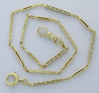 Pocket Watch Chain 14k Solid Gold Triple Signed 1920 
