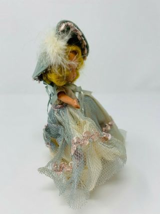 Vintage Bisque Nancy Ann Storybook Doll - Blond - Formal Dress and feathered hat 5