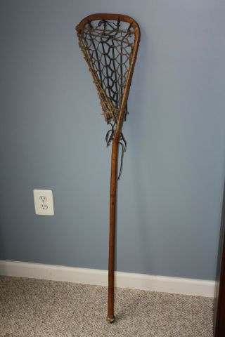 Vintage Antique 50,  Inch Long Wooden Lacrosse Stick